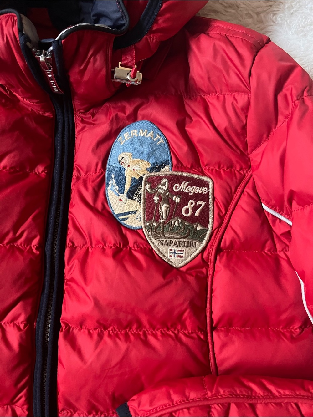 NAPAPIJRI red quilted jacket, size M.
